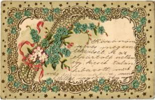 1901 Floral. Emb. litho decorated Art Nouveau greeting postcard (EK)