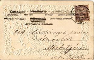 1901 Floral. Emb. litho decorated Art Nouveau greeting postcard (EK)