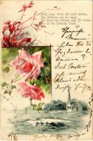 1902 Flowers, romantic litho greeting postcard (EK)
