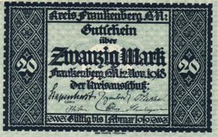 Német Birodalom/Weimari Köztársaság/Frankenberg H.N. 1918. 20M hivatalos érvénytelenítéssel T:I