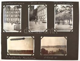 cca 1930. 10 db-os fotólap, közte Graf Zeppelin Neustadtban, kartonlapra ragasztva, feliratozva különböző méretekben, 8,2x5,8 cm-től 5,8x8,6 cm-ig