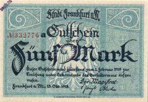 Német Birodalom/Weimari Köztársaság/Frankfurt a. Main 1918. 5M, 10M, 20M mind hivatalos érvénytelenítéssel T:I