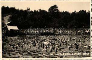 1941 Szováta-fürdő, Baile Sovata; Fürdés a Medve-tóban, fürdőzők / Lacul Ursu / lake, bathers