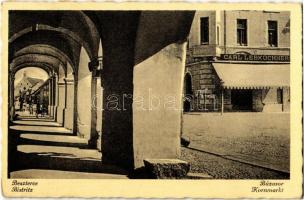 1941 Beszterce, Bistritz, Bistrita; Búzasor, Carl Lebkuchner üzlete / Kornmarkt / street view, shop of Lebkuchner (EK)