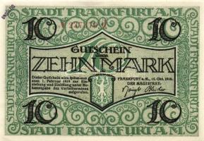 Német Birodalom/Weimari Köztársaság/Frankfurt a. Main 1918. 5M, 10M, 20M mind hivatalos érvénytelení...