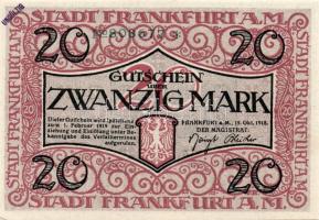 Német Birodalom/Weimari Köztársaság/Frankfurt a. Main 1918. 5M, 10M, 20M mind hivatalos érvénytelení...