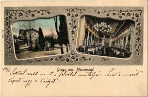 Mariánské Lázne, Marienbad; Cafe Panorama, Saal / cafe interior, hall. Art Nouveau, floral
