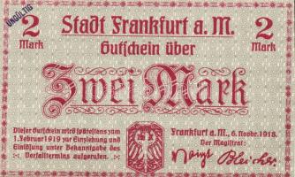 Német Birodalom/Weimari Köztársaság/Frankfurt a. Main 1918. 2M hivatalos érvénytelenítéssel T:I