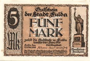 Német Birodalom/Weimari Köztársaság/Fulda 1918. 5M (3x) mind klf! T:I