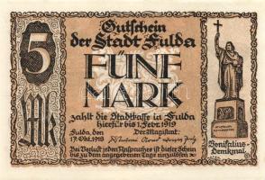 Német Birodalom/Weimari Köztársaság/Fulda 1918. 5M (3x) mind klf! T:I