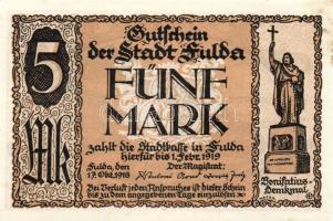 Német Birodalom/Weimari Köztársaság/Fulda 1918. 5M (3x) mind klf! T:I