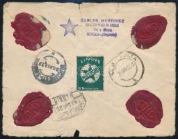 1923 Argentín eszperantó levélzáró levél hátlapon