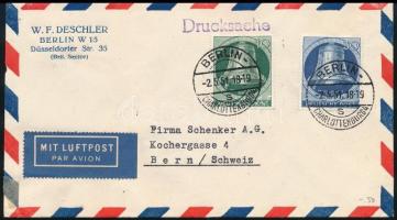 Berlin 1951 Harang balra 10Pf + 30Pf légi levélen Svájcba (Mi EUR 120.-)