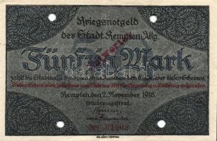 Német Birodalom/Weimari Köztársaság/Kempten 1918. 10M, 20M, 50M mind hivatalos érvénytelenítéssel T:...