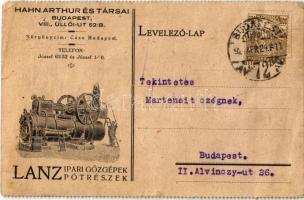 1924 Hahn Arthur és Társai Lanz Ipari gőzgépek pótrészek. Budapest VIII. Üllői út 52/B. / Hungarian advertisement for spare parts for industrial steam engines (EK)