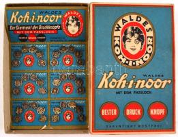 cca 1920 Koh-I-Noor patentgomb doboza egy levél gombbal, szép állapotban, 16×10×2,5 cm