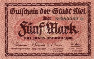 Német Birodalom/Weimari Köztársaság/Kiel 1918. 5M 2klf db, 10M (2x) T:I,II Összesen 4db!