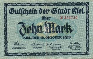 Német Birodalom/Weimari Köztársaság/Kiel 1918. 5M 2klf db, 10M (2x) T:I,II Összesen 4db!