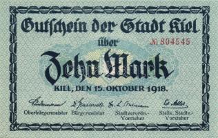 Német Birodalom/Weimari Köztársaság/Kiel 1918. 5M 2klf db, 10M (2x) T:I,II Összesen 4db!