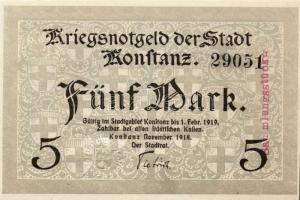 Német Birodalom/Weimari Köztársaság/Konstanz 1918. 5M, 10M mindkettő hivatalos érvénytelenítéssel T:I