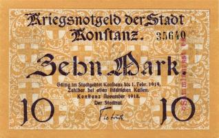 Német Birodalom/Weimari Köztársaság/Konstanz 1918. 5M, 10M mindkettő hivatalos érvénytelenítéssel T:...