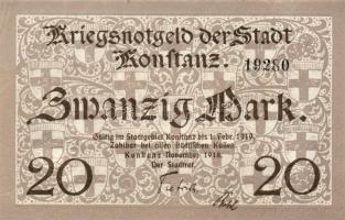 Német Birodalom/Weimari Köztársaság/Konstanz 1918. 20M T:I-