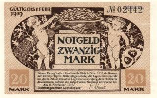 Német Birodalom/Weimari Köztársaság/Lauterecken 1918. 20M hivatalos érvénytelenítéssel T:I