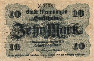 Német Birodalom/Weimari Köztársaság/Memmingen 1918. 5M, 10M mindkettő hivatalos érvénytelenítéssel T...