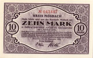 Német Birodalom/Weimari Köztársaság/Mosbach 1918. 10M T:I