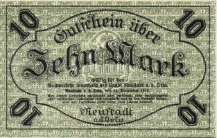 Német Birodalom/Weimari Köztársaság/Neustadt a.d. Orla 1918. 5M, 10M, 20M mind hivatalos érvénytelen...