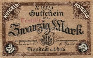 Német Birodalom/Weimari Köztársaság/Neustadt a.d. Orla 1918. 5M, 10M, 20M mind hivatalos érvénytelen...