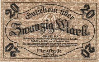 Német Birodalom/Weimari Köztársaság/Neustadt a.d. Orla 1918. 5M, 10M, 20M mind hivatalos érvénytelen...