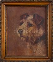 Jelzés nélkül: Foxi. Olaj, farost, sérült fa keretben. 19,5x16 cm