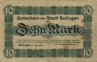 Német Birodalom/Weimari Köztársaság/Solingen 1920. 10M T:III
