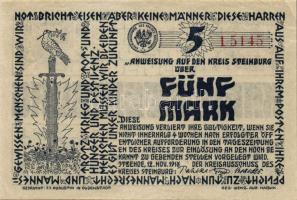 Német Birodalom/Weimari Köztársaság/Steinburg 1918. 5M T:II+