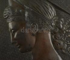 Szecessziós ón falikép, jelzett a hátoldalán (PR), enyhén sérült,  22×15 cm