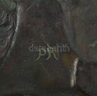 Szecessziós ón falikép, jelzett a hátoldalán (PR), enyhén sérült,  22×15 cm