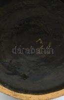 cca 1970 Retró padlóváza, mázas kerámia, alján jelzett ("E"), nyakánál repedéssel, m: 43 c...