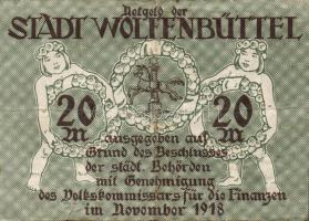 Német Birodalom/Weimari Köztársaság/Wolfenbüttel 1918. 20M hivatalos érvénytelenítéssel T:III-
