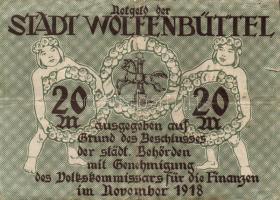Német Birodalom/Weimari Köztársaság/Wolfenbüttel 1918. 20M hivatalos érvénytelenítéssel T:III-