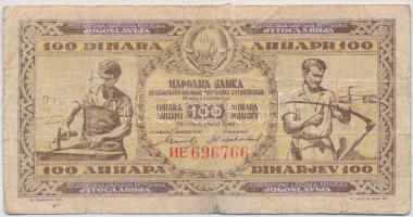 Jugoszlávia 1946. 100D T:IV  Yugoslavia 1946. 100 Dinara C:G