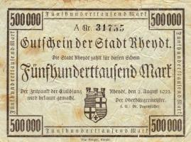 Bankjegyek D.Reich 1923 szükségpénz Rheydt 500000M T:II