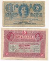 1913. 20K (2x) + 1914. 2K + 1917. 2K, mindegyik hamis Pécs - Baranya Köztársaság felülbélyegzéssel (fake overprint) T:III,III-