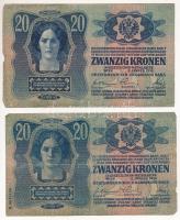 1913. 20K (2x) + 1914. 2K + 1917. 2K, mindegyik hamis "Pécs - Baranya Köztársaság" felülbé...