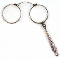 Fém lornyon, zománcozott díszítéssel, nehezen nyílik, h: 12 cm