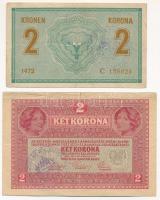 1914. 2K + 1917. 2K, mindkettő hamis "Budapest Vidéki M. Kir. Pénzügyigazgatóság" felülbél...