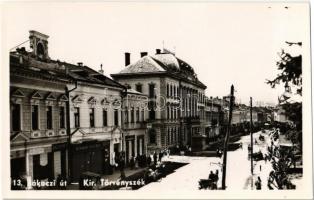 Máramarossziget, Sighetu Marmatiei; Rákóczi út, Kir. Törvényszék, Baruch Steinmetz, Herman Stauber, Joszovits és Klein üzlete  / street, court, shops