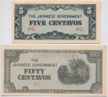 Fülöp-szigetek / Japán megszállás 1942. 5c PG betűjel + 50c PI betűjel T:I-,II Philippens / Japanese occupation 1942. 5 Cents PG block letters + 50 Cents PI block letters C:AU,XF Krause 103.a, 105.b