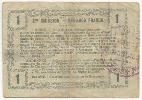 Franciaország / Laon 1916. 1Fr "Ardennes, Aisne és Marne megyék regionális utalványa", &qu...