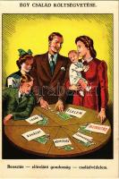 Egy család költségvetése: beosztás - előrelátó gondosság - családvédelem. Biztosítás. Klösz Gy. és fia / A family budget. Hungarian insurance company propaganda